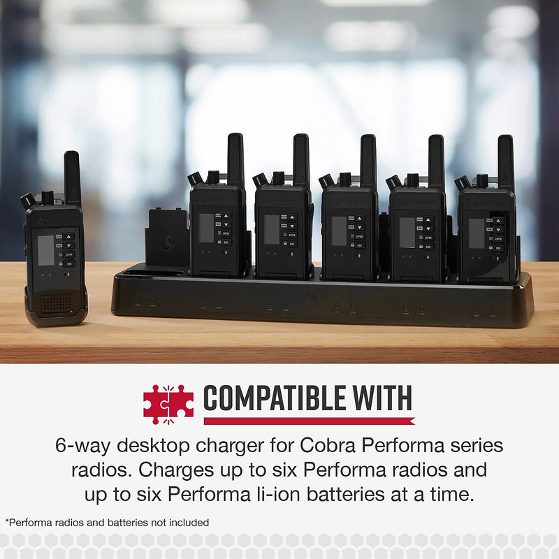 Cobra 6-Unit Dock Charger for Cobra Performa 400/450 2-Way Handheld Business Radios, Black (0010077-2)