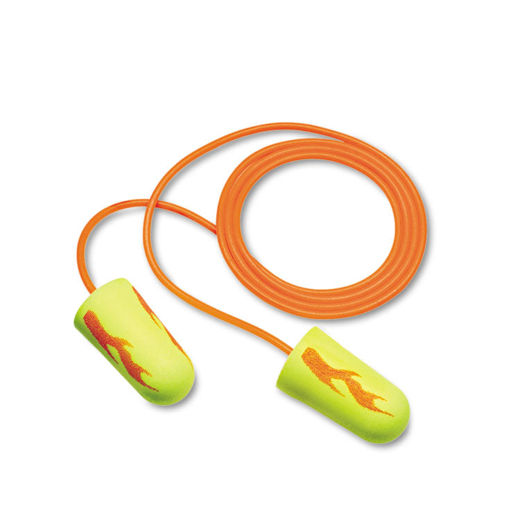 E-A-Rsoft Blasts Earplugs, Corded, Foam, Yellow Neon, 200 Pairs/Box