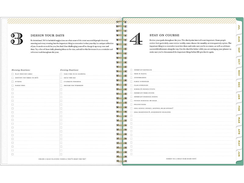2024-2025 Blue Sky Day Designer Palms 8.5" x 11" Academic Weekly & Monthly Planner, Plastic Cover, White/Green (137891-A25)