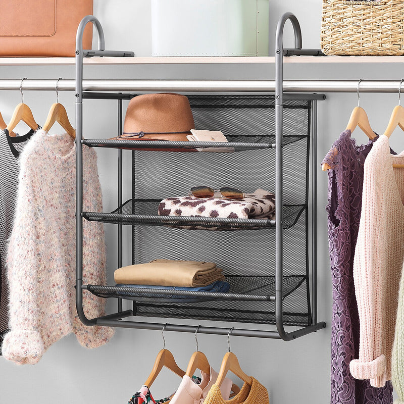Whitmor 3-Shelf Hanging Closet Organizer, Black (6905-12085)