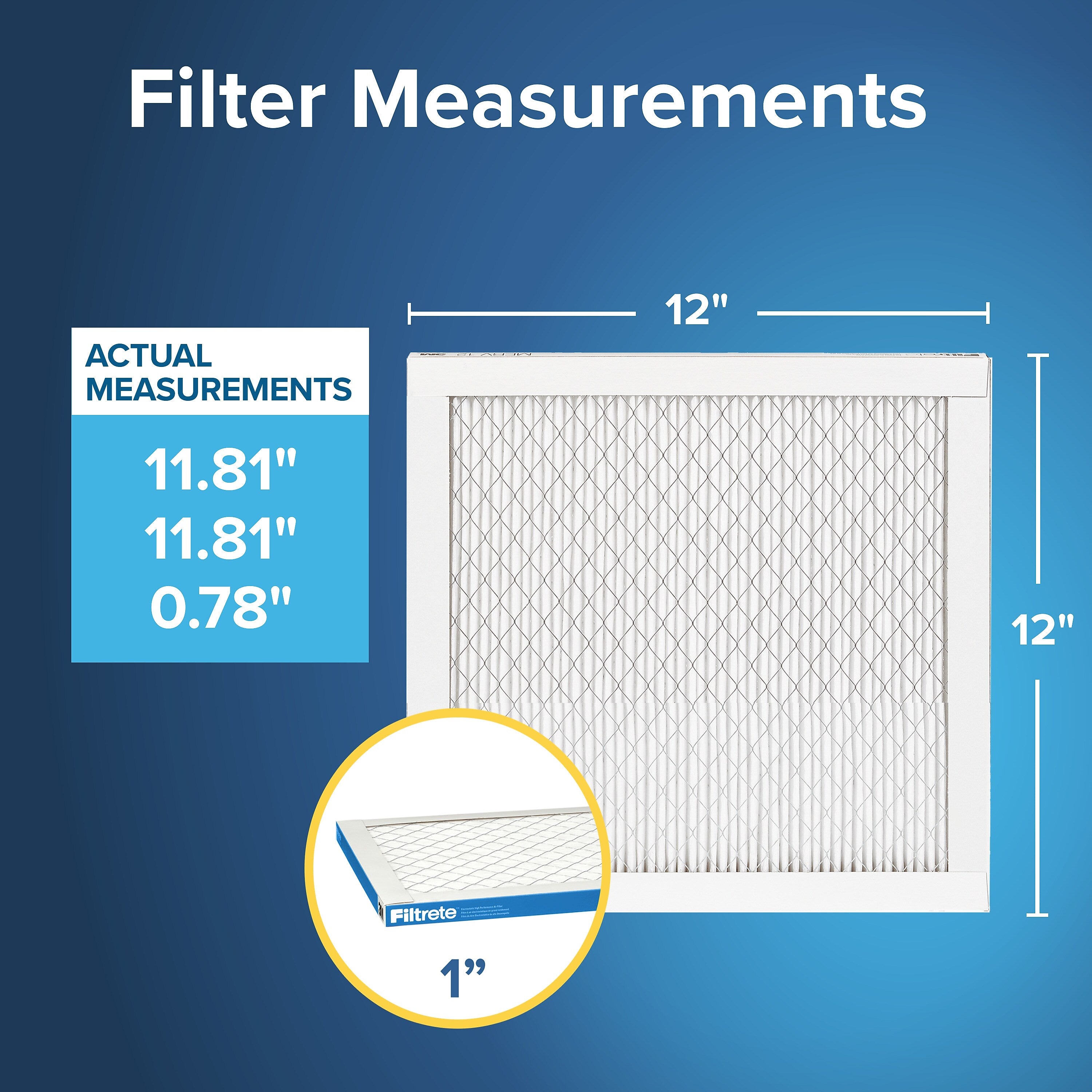 Filtrete High Performance 12" x 12" x 1" Pleated Air Filter, MERV 13, 4/Carton (1900 MPR)