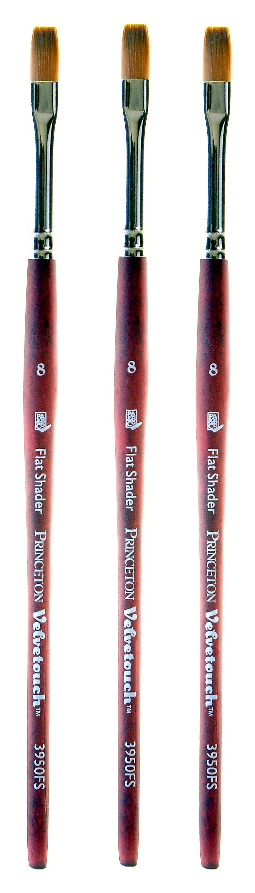 Princeton Velvetouch Mixed Media Brushes 8 flat shader [Pack of 3] (PK3-3950FS-8)