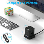 Uncaged Ergonomics Cube 5-Outlet 4-USB Port Surge Protector, 10', Black (PC-b-c)