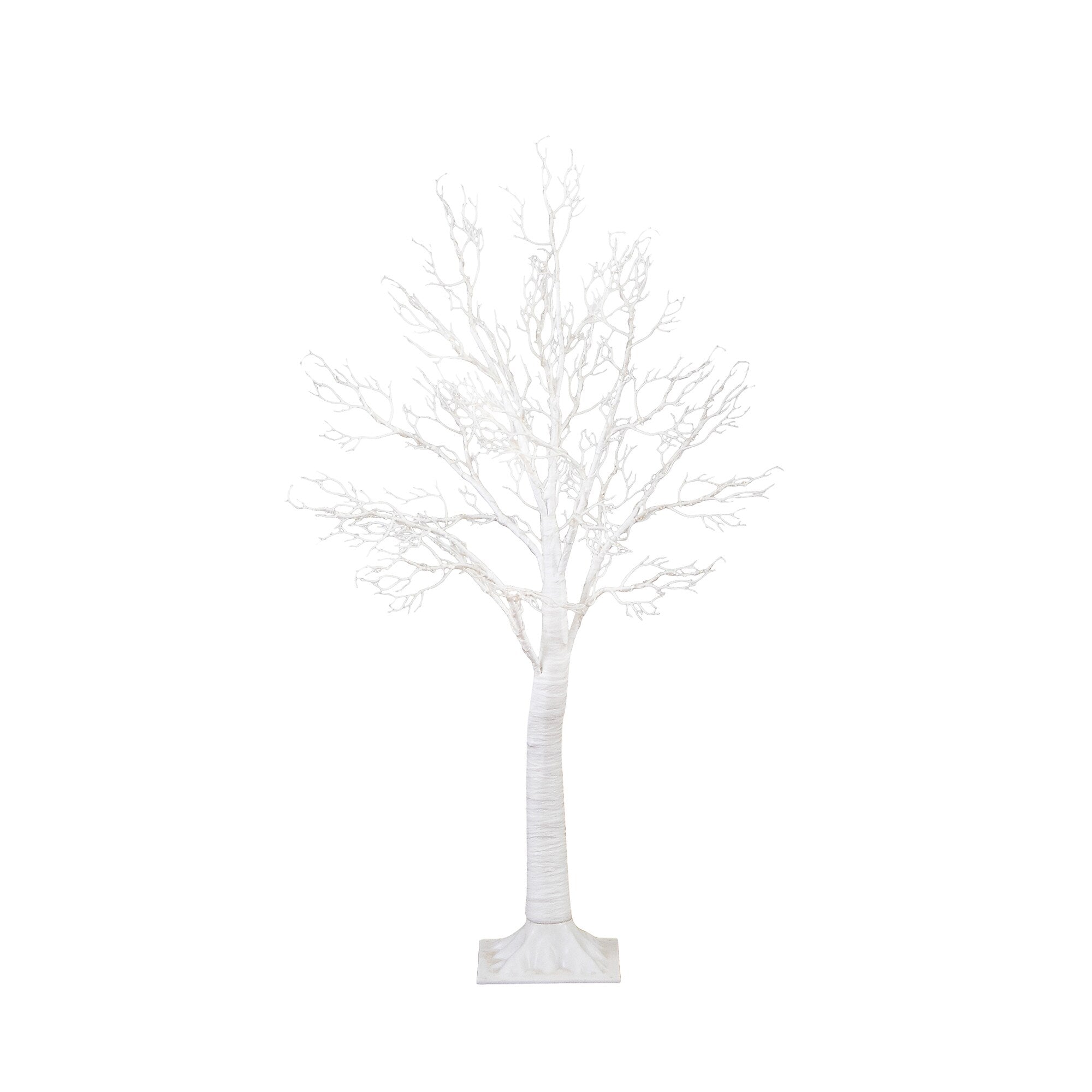 Nearly Natural 4-ft Pre-Lit Artificial White Twig Tree with 160 Warm White LED Lights (T4924)