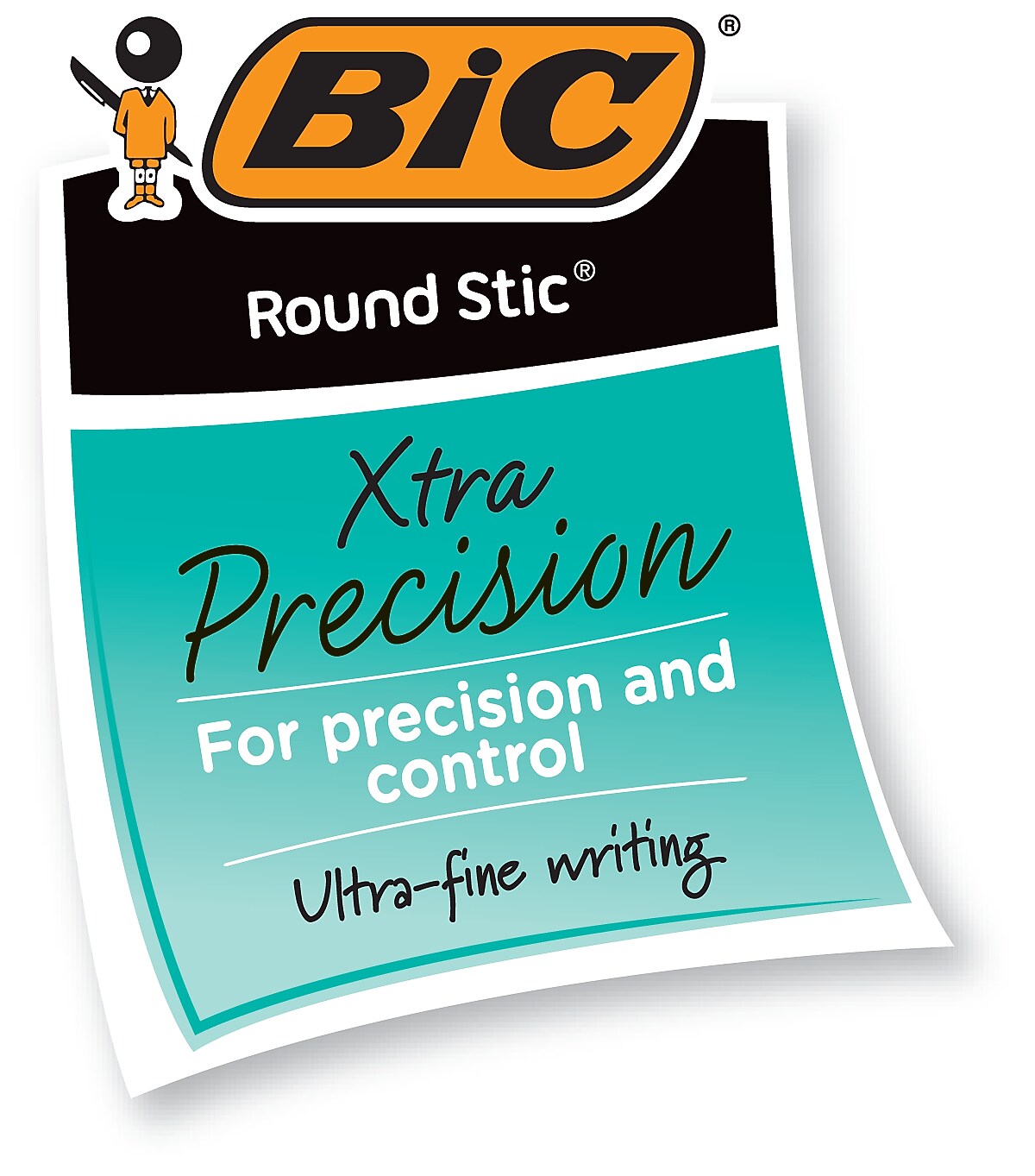 BIC Round Stic Xtra Precision Ballpoint Pens, Fine Point, 0.8mm, Black Ink, Dozen (20129/GSF11BK)