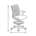 HON Ignition 2.0 ReActiv Back Vinyl Task Stool with Footrest and Lumbar Support, Black/Blue (HITSRA.S0.A.H.0S.SX04.BL.SB.T)