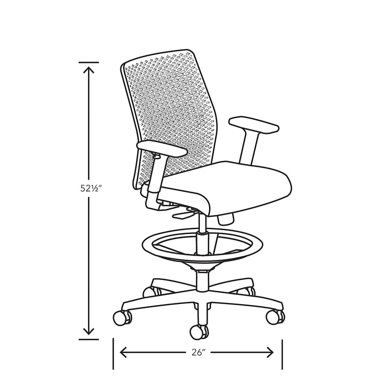 HON Ignition 2.0 ReActiv Back Vinyl Task Stool with Footrest and Lumbar Support, Black/Blue (HITSRA.S0.A.H.0S.SX04.BL.SB.T)