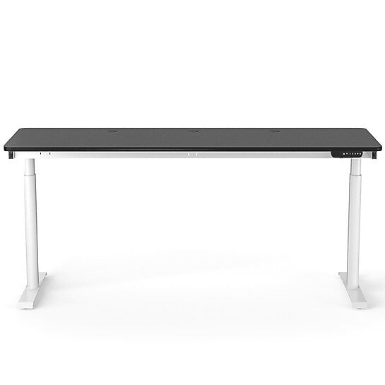 VersaDesk PowerLift 72"W Electric Rectangular Adjustable Standing Desk, Black/White (PLSDR7224-WB-APP)