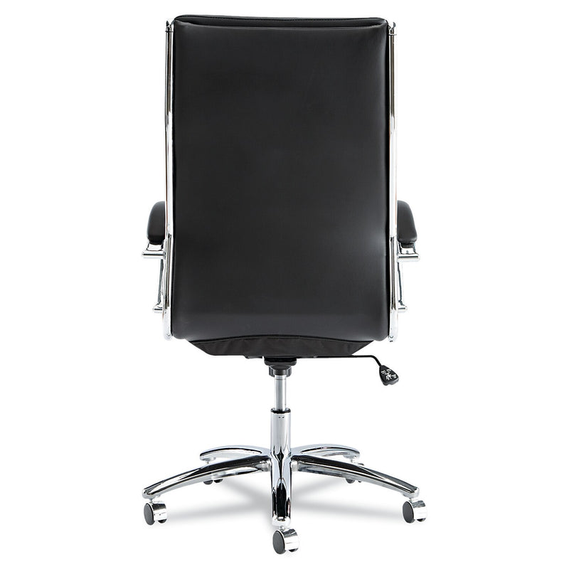 Neratoli High-Back Swivel/Tilt Chair , Black Soft-Touch Leather , Chrome Frame