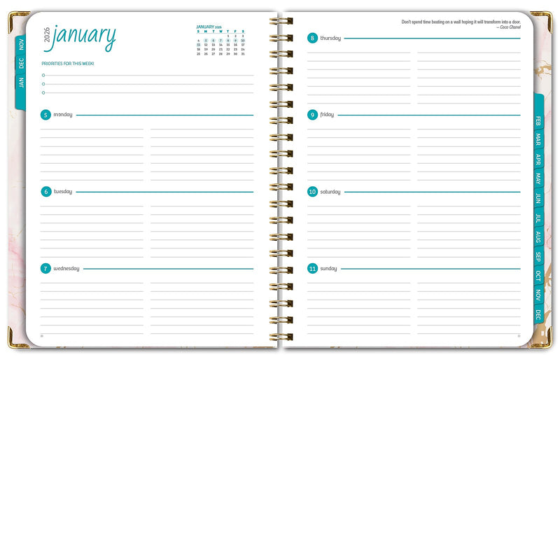 2026 Global Printed Products Pink Marble 8.5" x 11" Weekly & Monthly Planner, Paperboard Cover (NRY26-8511-01)