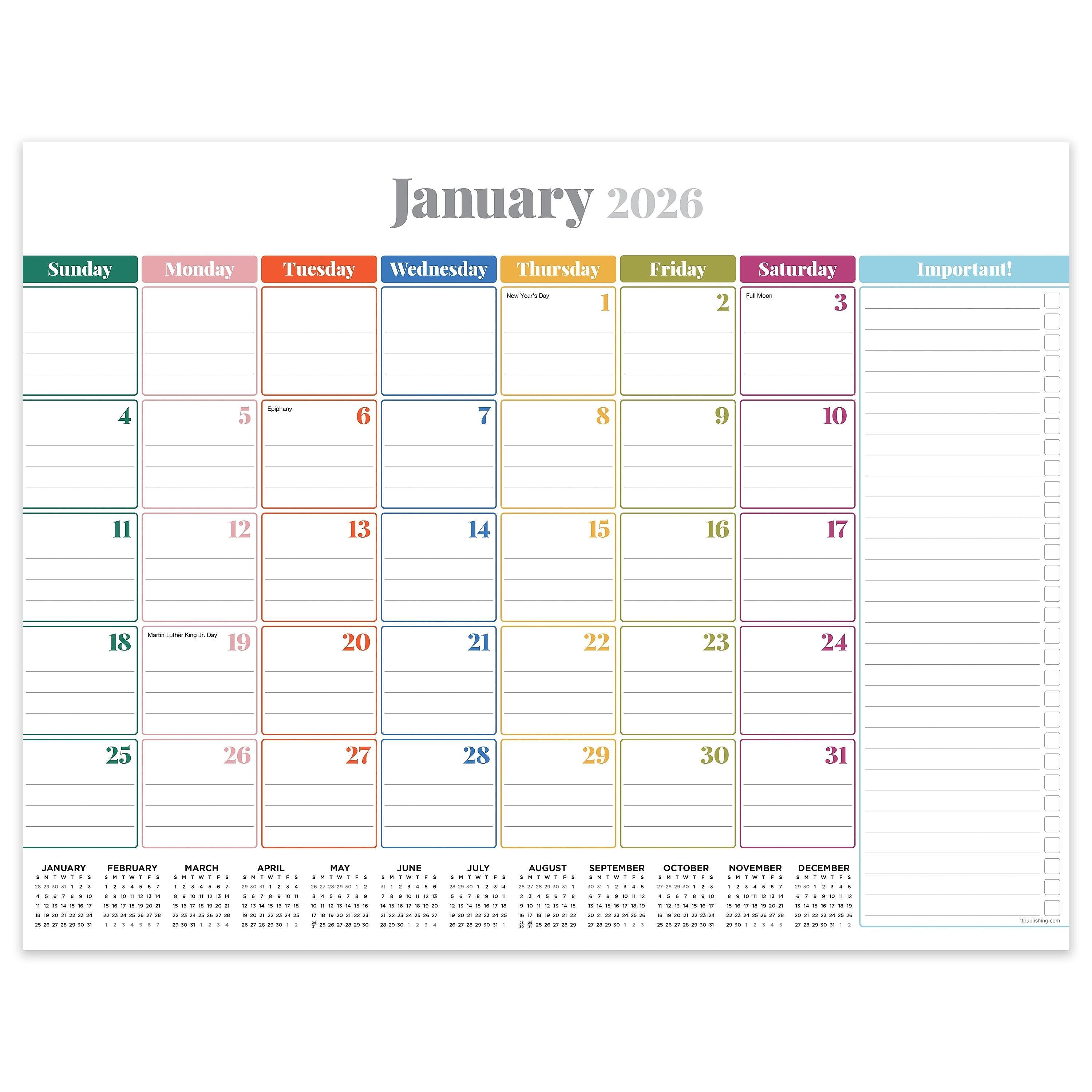 2026 TF Publishing 17" x 12" Monthly Desk Calendar, (26-8506)