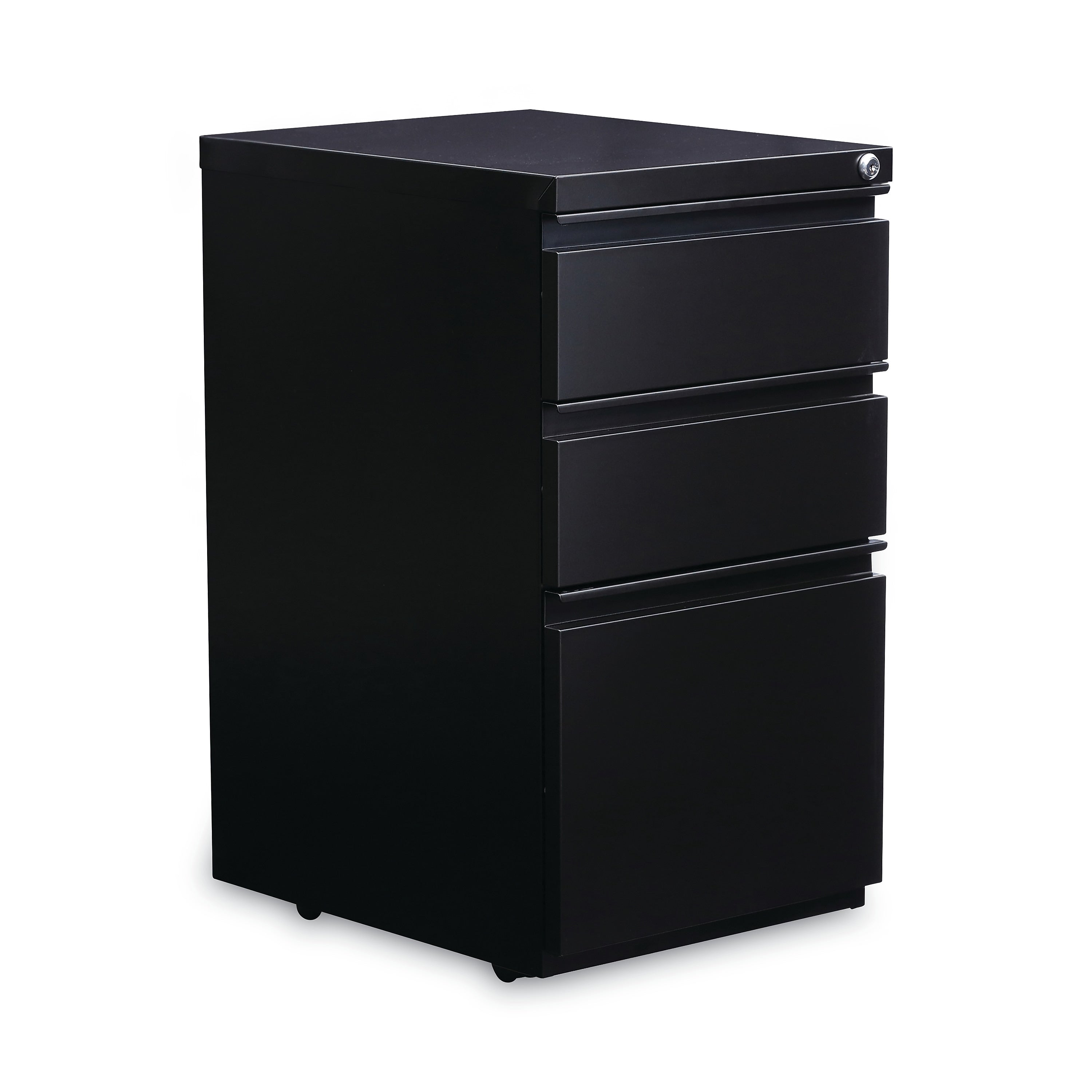 Alera 3-Drawer Mobile Vertical File Cabinet, Letter Size, Lockable, 28"H, Black (ALEPBBBFBL)