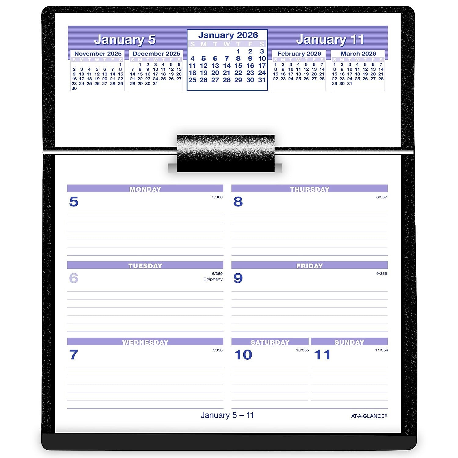 2026 AT-A-GLANCE Flip-A-Week 5.5" x 7" Weekly Desk Calendar, White/Purple (SW700X-00-26)