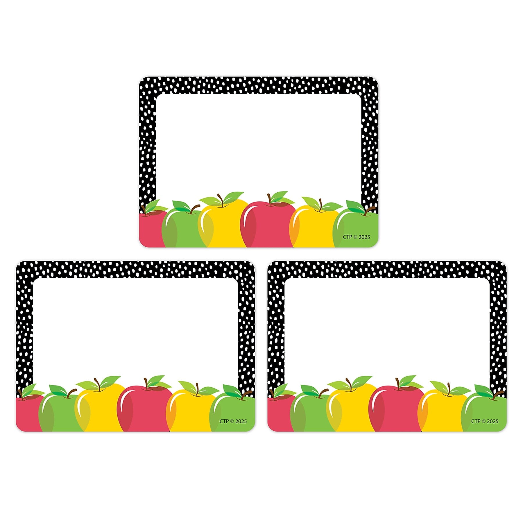 Creative Teaching Press Adhesive Apple Time School Name Tags, 3.5" x 2.5", 36/Pack, 3 Packs/Bundle (CTP11032-3)