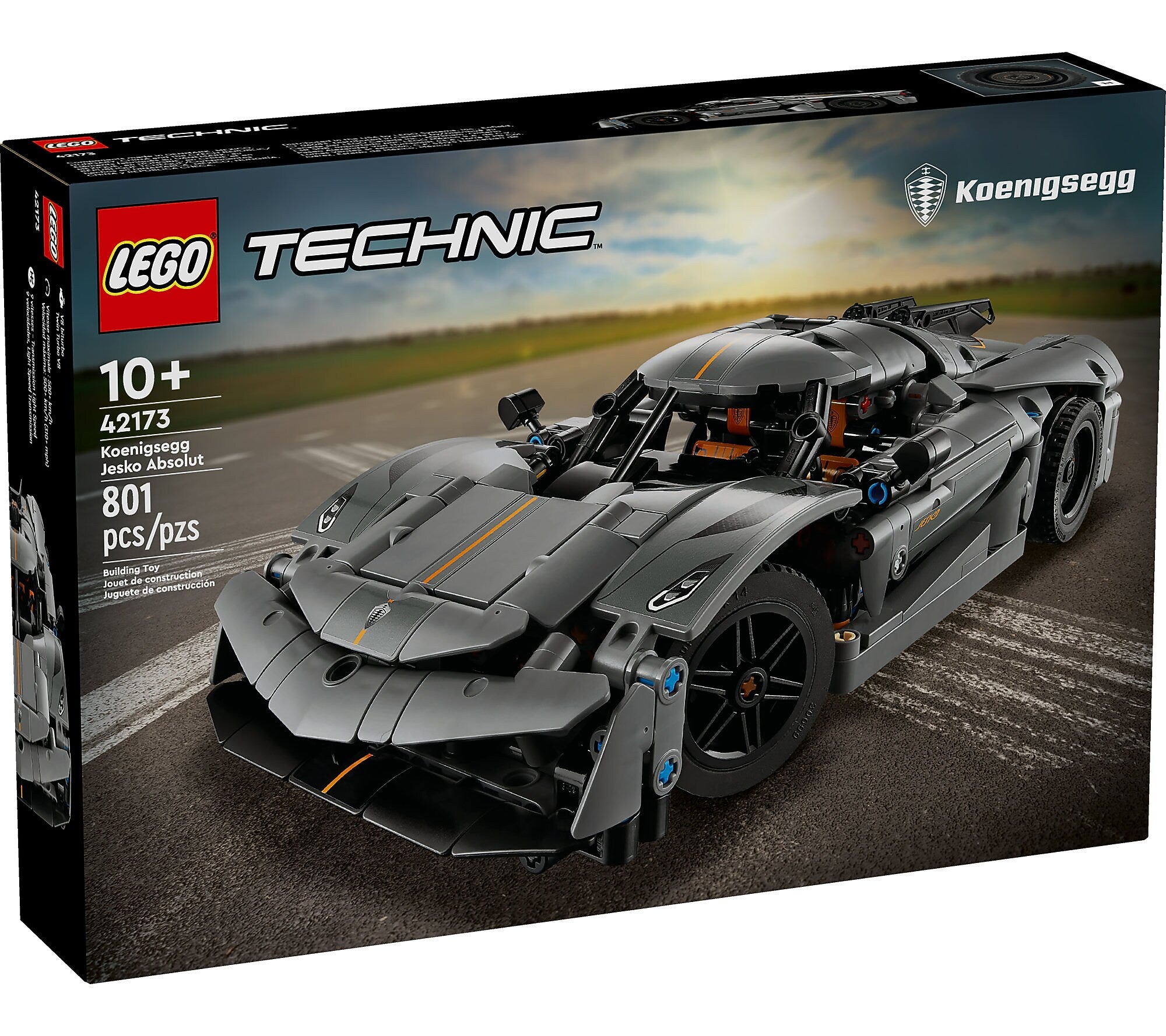 LEGO Technic Koenigsegg Jesko Absolut Gray Hypercar, 801 Pieces (42173)