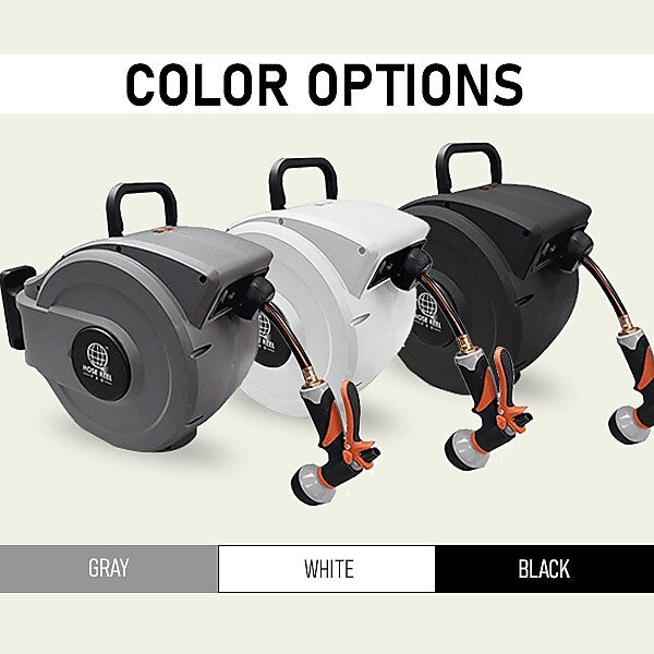 Hose Reel Pro Heavy Duty Retractable Garden Hose Reel, 1/2" x 50', Black (GHR-1/2-BK-50)