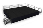 NPS 32" Stage Package, 16' x 20', Shirred Pleat Black Skirting, Black Carpet (SG483210C10SS10)