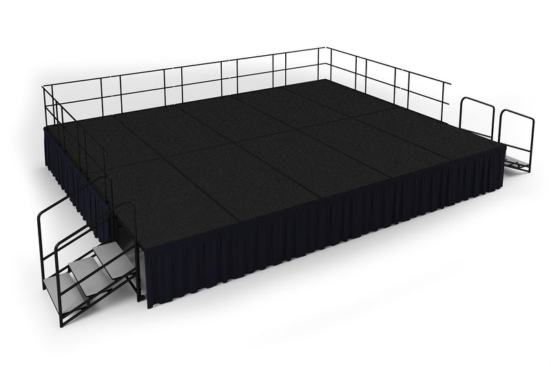 NPS 32" Stage Package, 16' x 20', Shirred Pleat Black Skirting, Black Carpet (SG483210C10SS10)