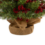Nearly Natural 4-ft Berry and Pine Artificial Christmas Tree in Burlap Wrapped Base (T1427)