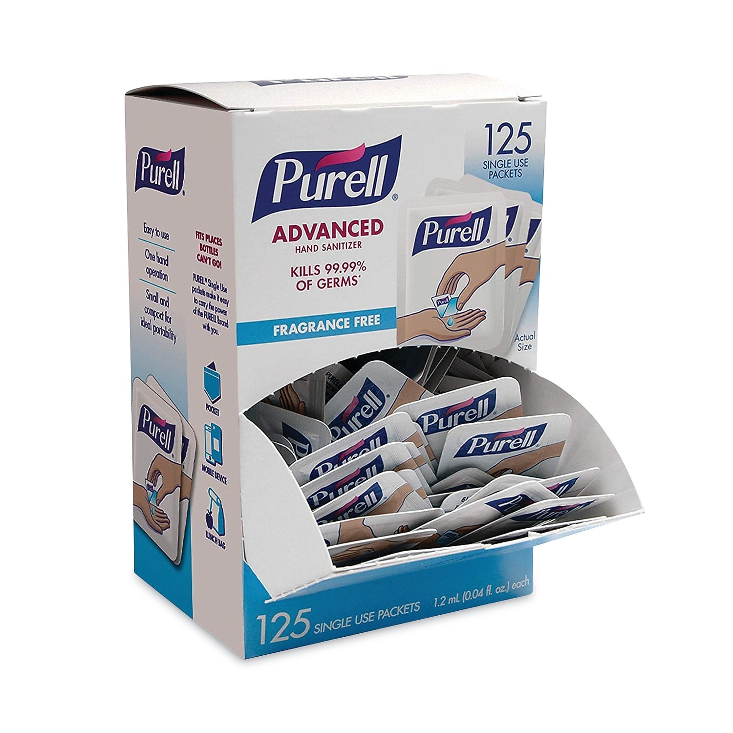 PURELL Single Use Advanced Gel Hand Sanitizer, 125/Box (GOJ9630125NSBX)