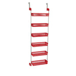 Household Essentials OTD 6-Shelf Hanging Storage Rack, 57" x 19.25" x 6.25", Red (2153-1)