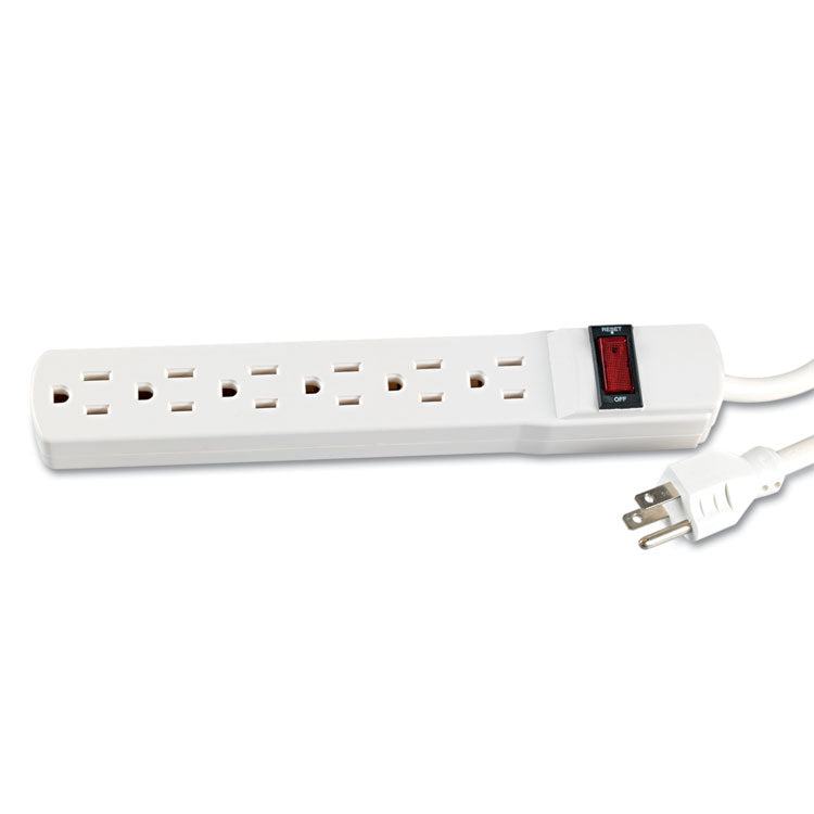 Power Strip, 6 Outlets, 15 ft Cord, Ivory
