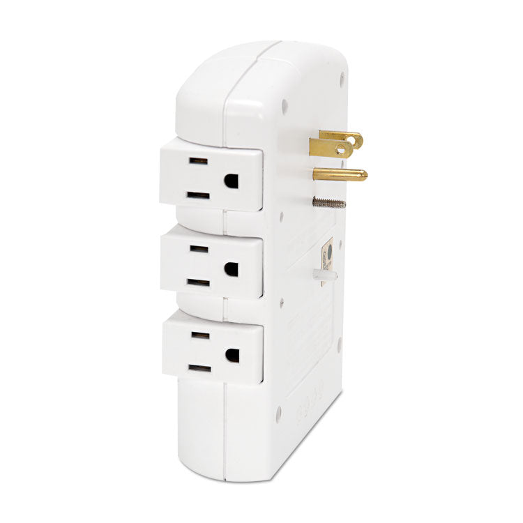 Wall Mount Surge Protector, 6 AC Outlets, 2,160 J, White