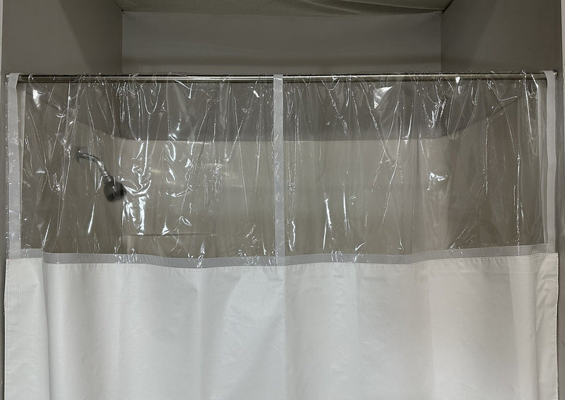 Gary Manufacturing PREA Compliant & Anti-Ligature 70" x 72-96" Vinyl Shower Curtain, Hook & Loop Fold-over, 12/Case (STPADJCFFO)