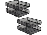 Mind Reader 2-Tier Stackable Paper Desk Tray, Metal Mesh, Black, 2/Set (2CSTACK2-BLK)