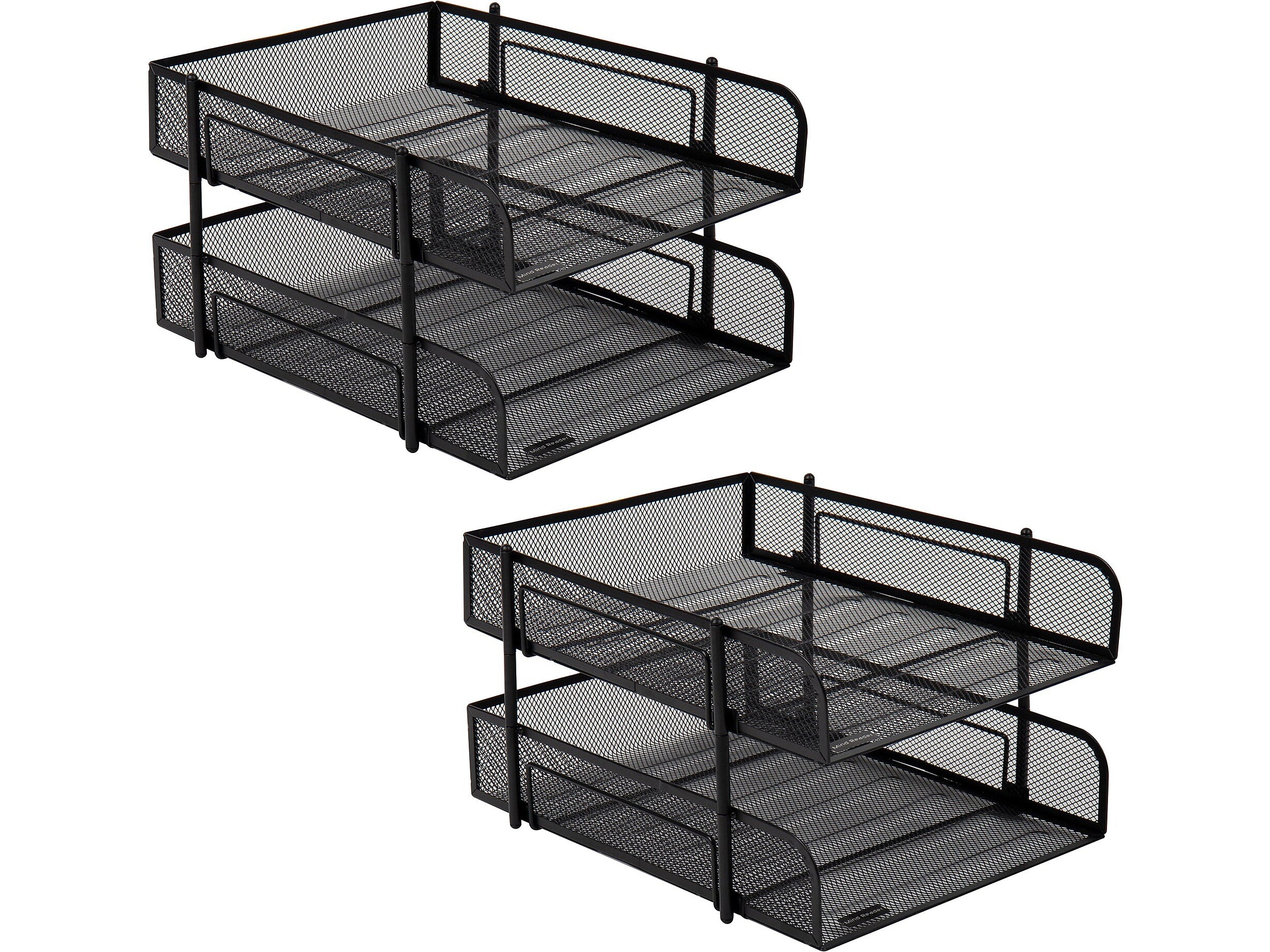 Mind Reader 2-Tier Stackable Paper Desk Tray, Metal Mesh, Black, 2/Set (2CSTACK2-BLK)