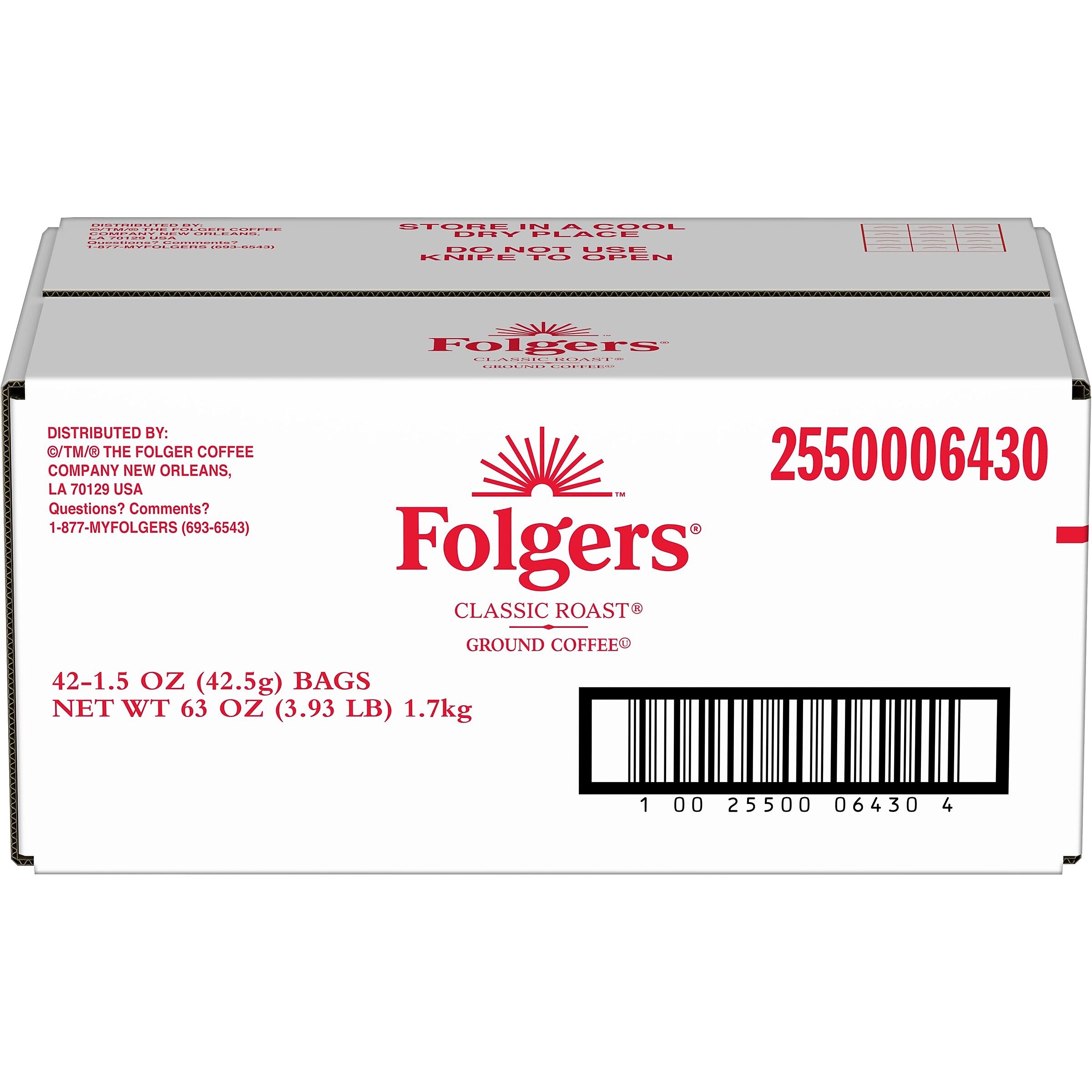 Folgers Classic Roast Coffee Fraction Pack, Medium Roast, 1.5 oz., 42/Carton (PRO18999)