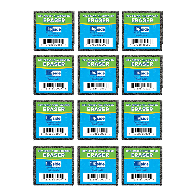 Flipside Dry-Erase Eraser, Gray, Dozen (30009)