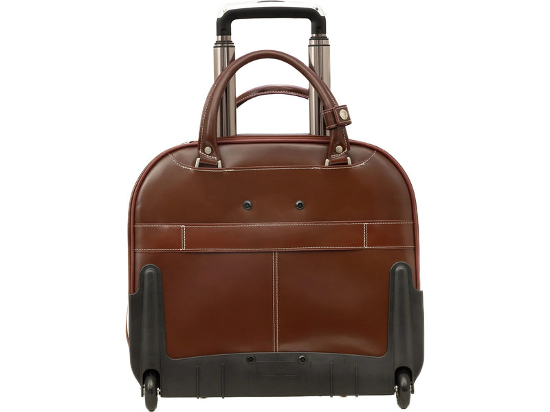 McKlein REDWOOD 15" Leather Rolling Laptop Bag, Red (99696)