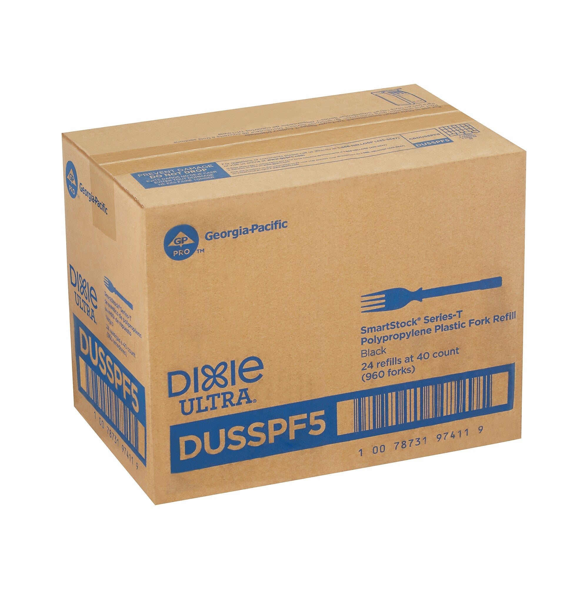 Dixie Ultra SmartStock Series-T Polypropylene Fork Set, Black, 960/Carton (DUSSPF5)