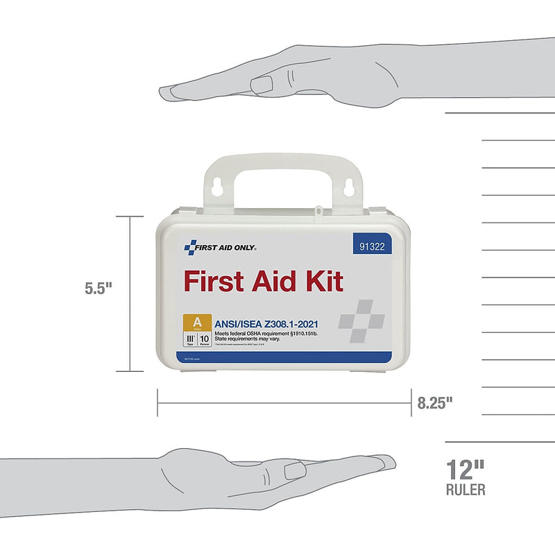 First Aid Only Plastic Weatherproof First Aid Kit, ANSI 2021 Class A, 10 People, 76 Pieces (91322)