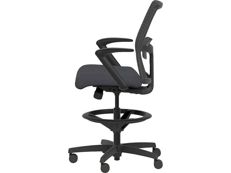 HON Ignition 2.0 ReActiv Back Vinyl Task Stool with Footrest and Lumbar Support, Black  (HITSRA.S0.F.H.0S.SX23.BL.SB.T)