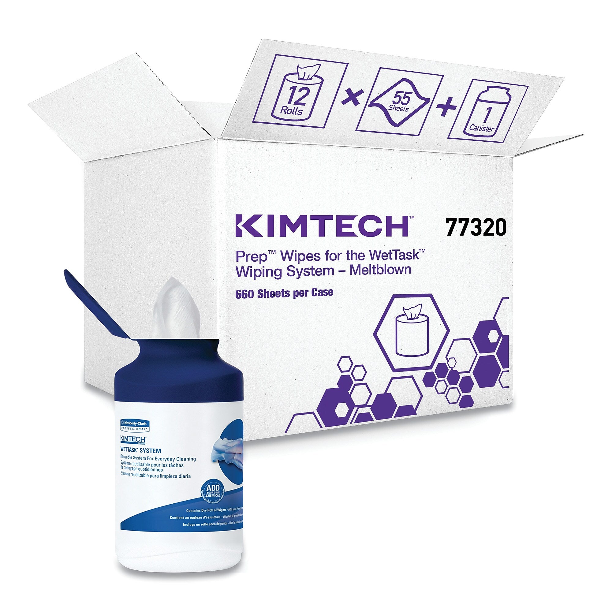 Kimtech WetTask System Prep Wipers Refill with Canister, 55/Rl,12 Rl/Ct (KCC7732005)