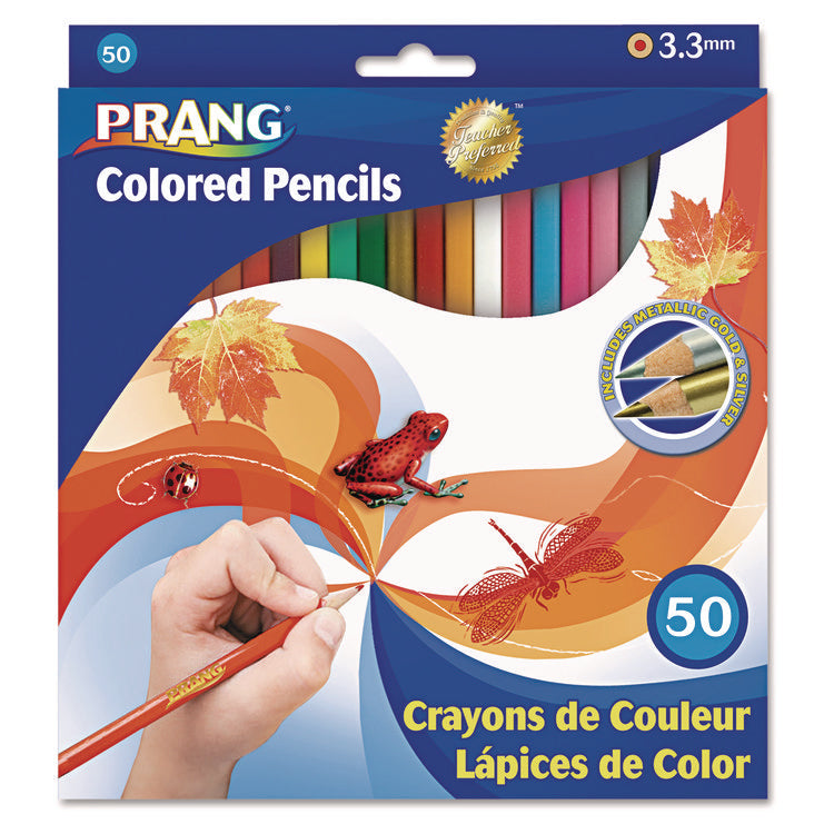 Colored Pencil Sets, 3.3 mm, 2B, Assorted Lead and Barrel Colors, 50/Pack