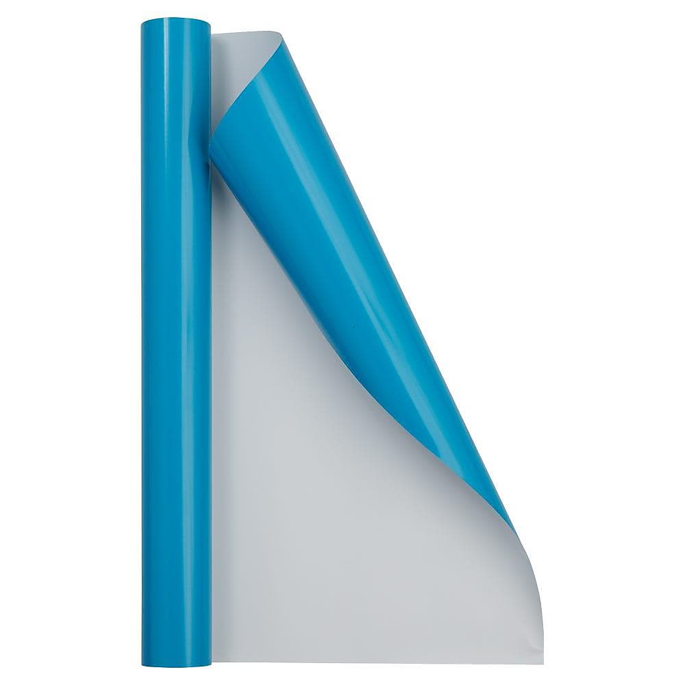 JAM Paper Short Mini Roll Glossy Wrapping Paper,  26.3' x 2.5", Bright Blue, 2/Pack (165S25263bug)