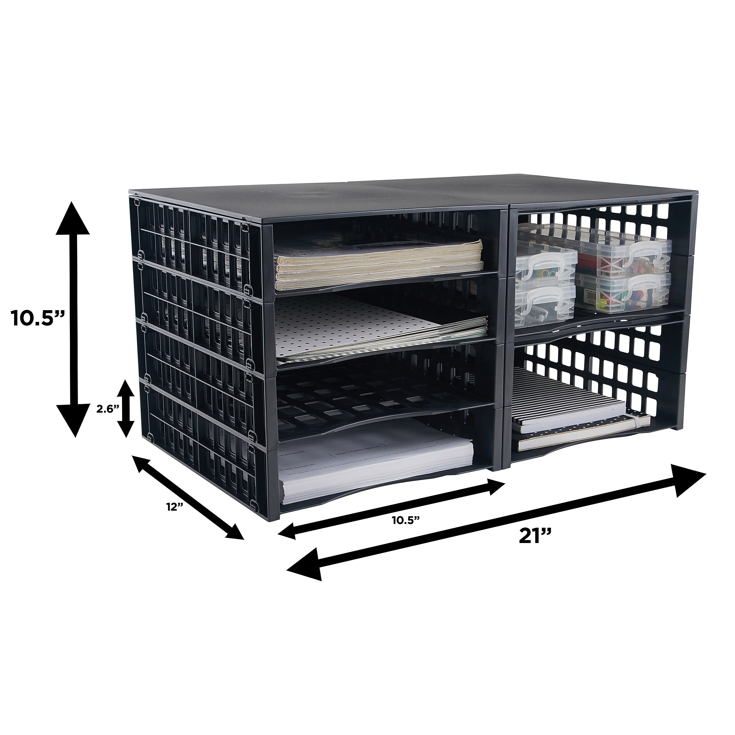 Thinkspace Literature Organizer 8-Compartment Literature Organizers, 21" x 12.25", Black (39443)