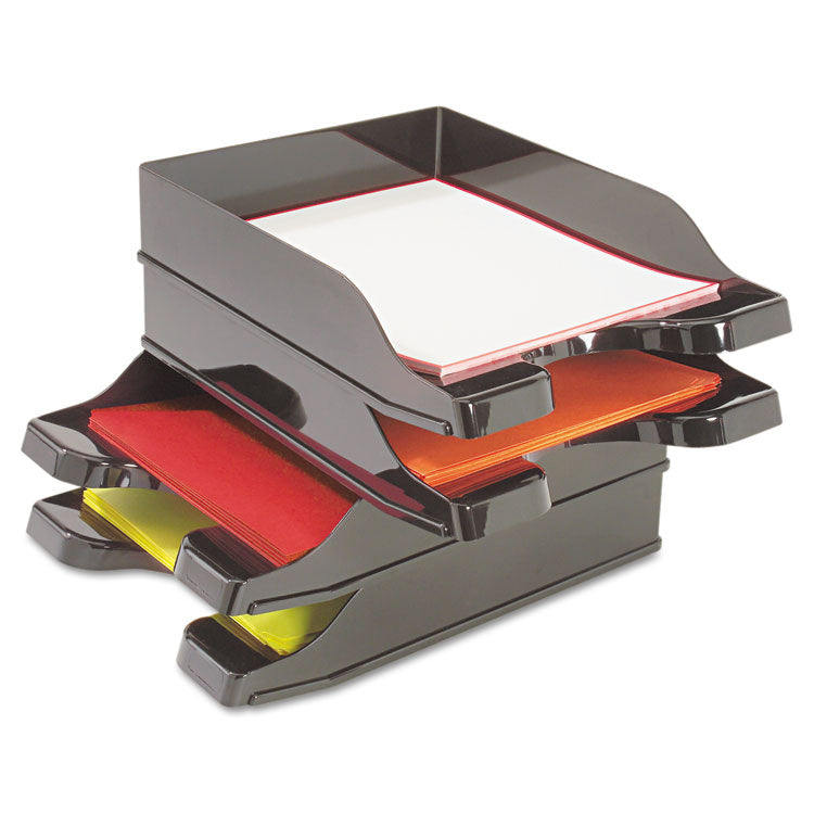 Docutray Multi-Directional Stacking Tray Set, 2 Sections, Letter To Legal Size Files, 10.13" X 13.63" X 2.5", Black, 2/pack