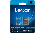 Lexar High-Performance 633x BLUE Series 128GB microSDXC Memory Card with Adapter, Class 10, UHS-I, V30, 2/Pack