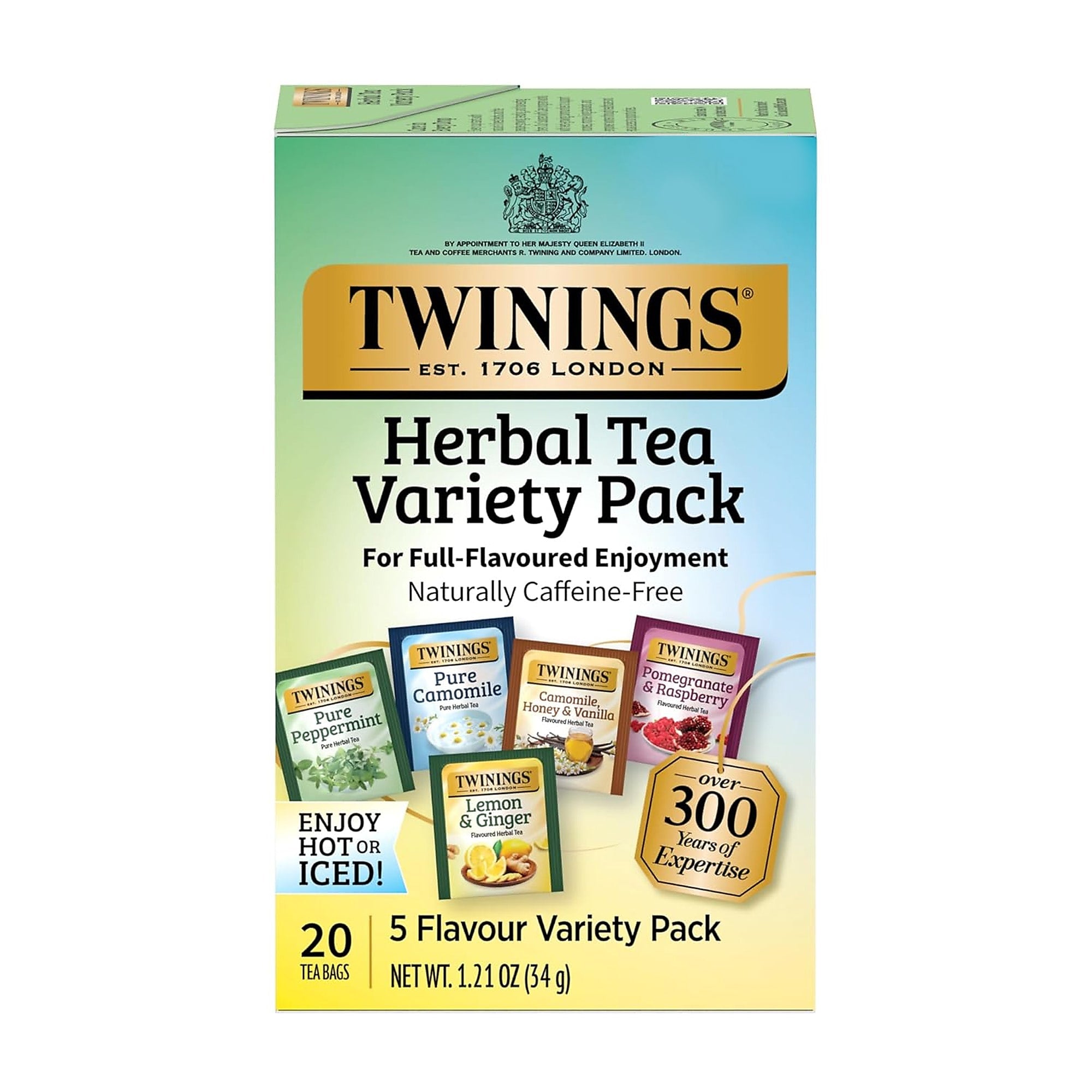 Twinings Variety Herbal Caffeine Free Tea Bags, 20/Box (F08666)