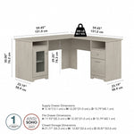 Bush Furniture Cabot 60"W Wood L-Shaped Computer Desk, Linen White Oak (WC31130K)