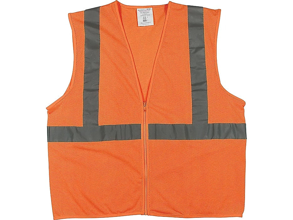 Protective Industrial Products High Visibility Sleeveless Safety Vest, ANSI Class R2, Orange, Medium (302-MVGZOR-M)