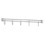 Hook Bars For Wire Shelving, Five Hooks, 24" Deep, Silver, 2 Bars/pack