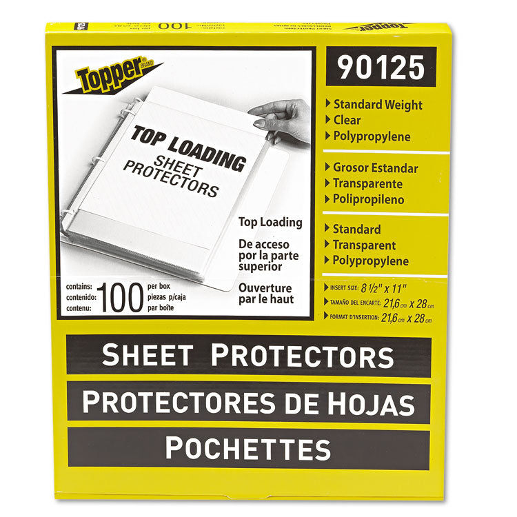 Polypropylene Sheet Protectors, Medium-Duty, Side: 3-Hole Punched, Top Load 8.5 x 11 Insert, Clear Front, 100/Box