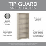 Bush Furniture Cabot 66"H 5-Shelf Bookcase with Adjustable Shelves, Linen White Oak (WC31166)