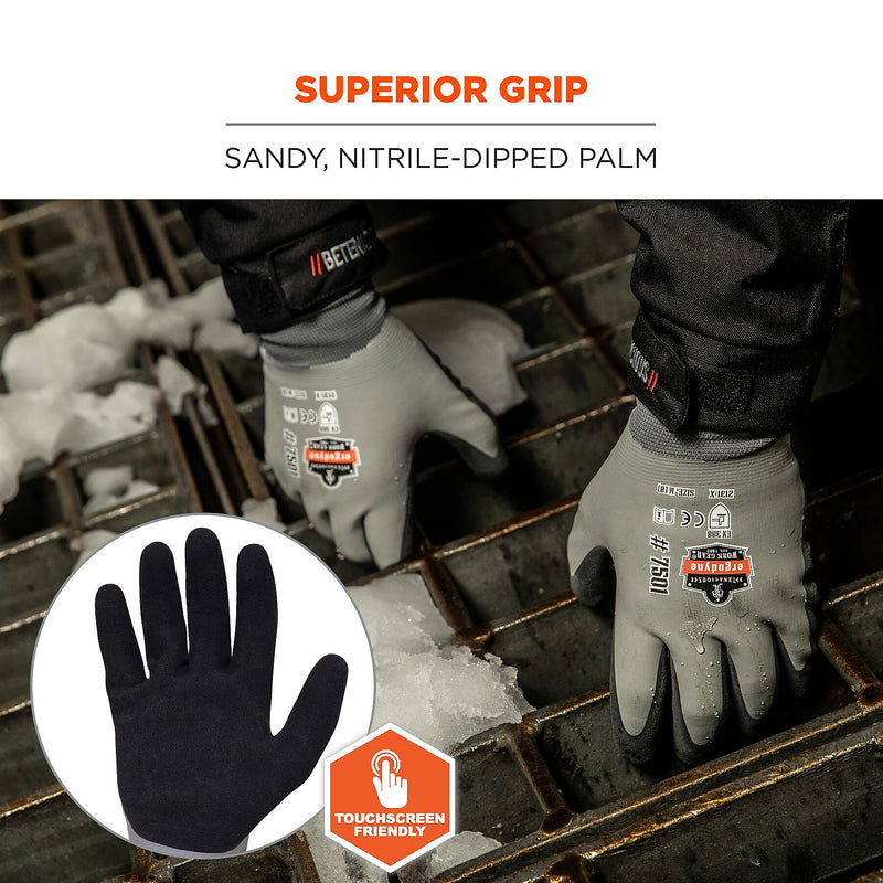 Ergodyne ProFlex 7501 Nitrile Coated Cold Resistant Gloves, 2XL, Gray, 1 Pair (17636)