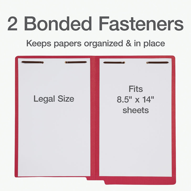 Pendaflex Fastener Folders End Tab File Folder, Straight Cut, Legal Size, Paper Stock, Red, 50/Box(1007060)
